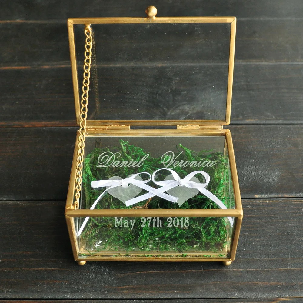 

Personalized Glass Ring Box, Glass Ring Holder, Glass Ring Bearer Box, Personalized Box, Wedding Decor Customized Wedding Gifts