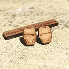 Маска Железного человека серьги с гравировкой Marvel Comics Стад Тони Старк деревянные серьги X 1 пара