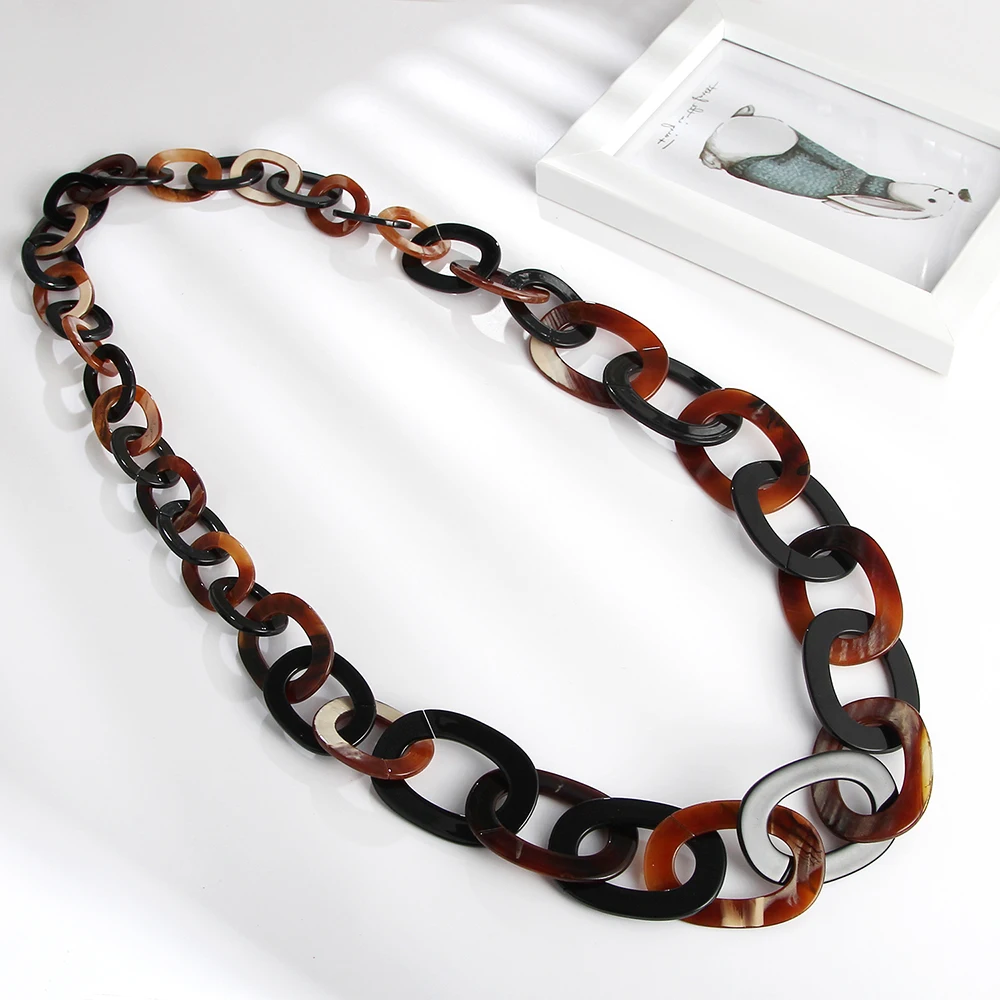 FishSheep инструкция акриловая ожерелье с удлиненной цепью для женщин Геометрическая Смола ацетат звено цепи Большая подвеска ожерелье ювелирные изделия