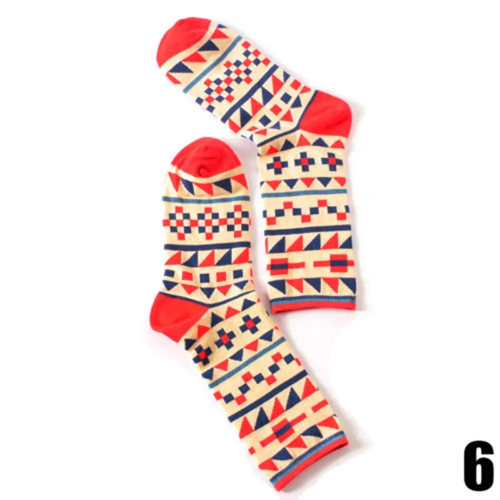 1PC Fashion Happy Socks British Wind Geometric Hit Color Personality Couple Male Cotton Sox Women Socks Calcetines Hot sockwell compression socks Women's Socks