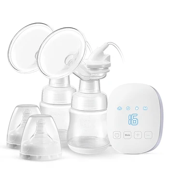 

Double Electric Breast Pump Automatic & Massage & Open Milk & Suck Milk 4 Functions Memory Rechargeable Comfort Breastfeeding