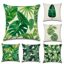 Африканская наволочка с принтом тропических растений, зеленые листья, льняные наволочки для подушек, наволочки на стул, декоративная подушка для дома