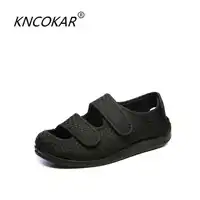 KNCOKAR 2018 Middle and old age foot swollen fat toes can be worn before and after widening can adjust diabetes shoes