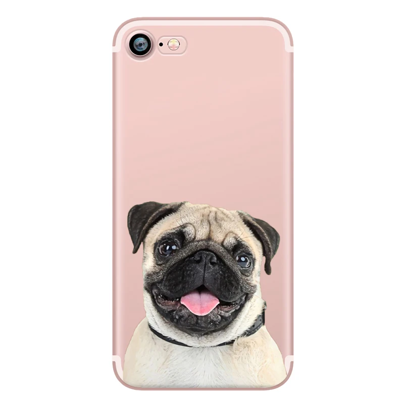 Cute Funny Pug Dog French Bulldog Puppy Silicon Transparent Soft TPU Phone Case for Apple iphone 6 5S SE 6S 7plus 5 6plus Fundas (10)