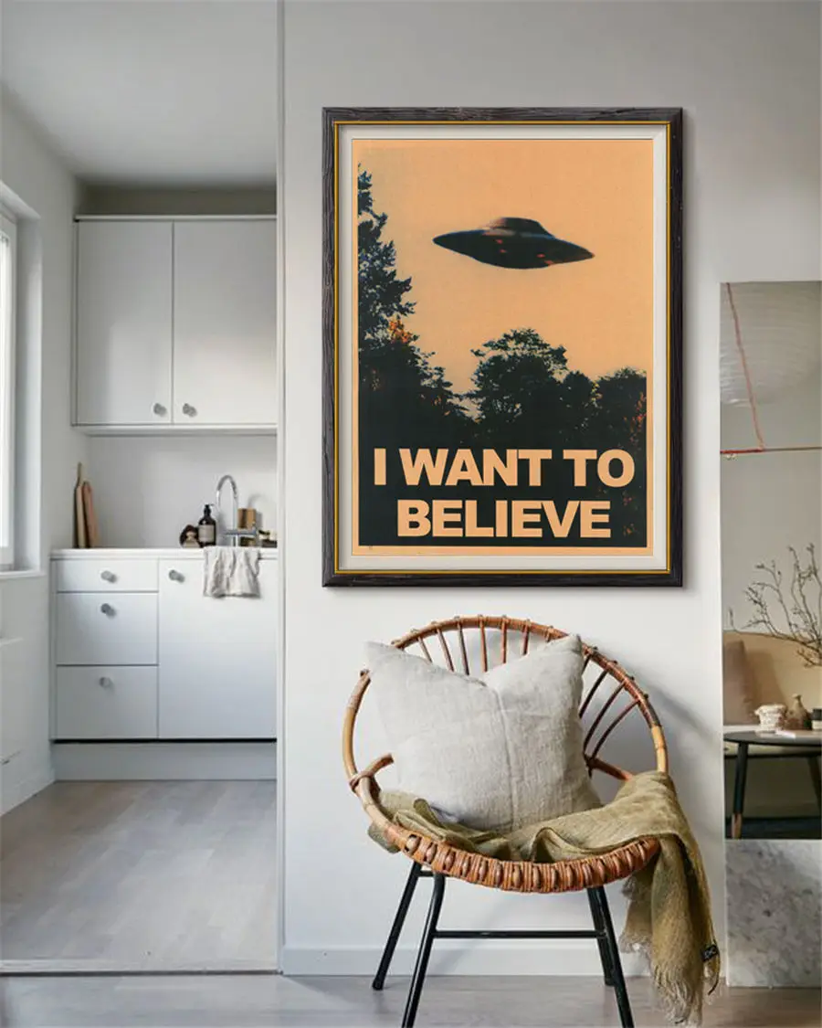 ВИНТАЖНЫЙ ПЛАКАТ в стиле ретро с надписью «I WANT TO BELIEVE», настенная бумага для гостиной, принт для бара, кафе, дома, 42x30 см, JDU019