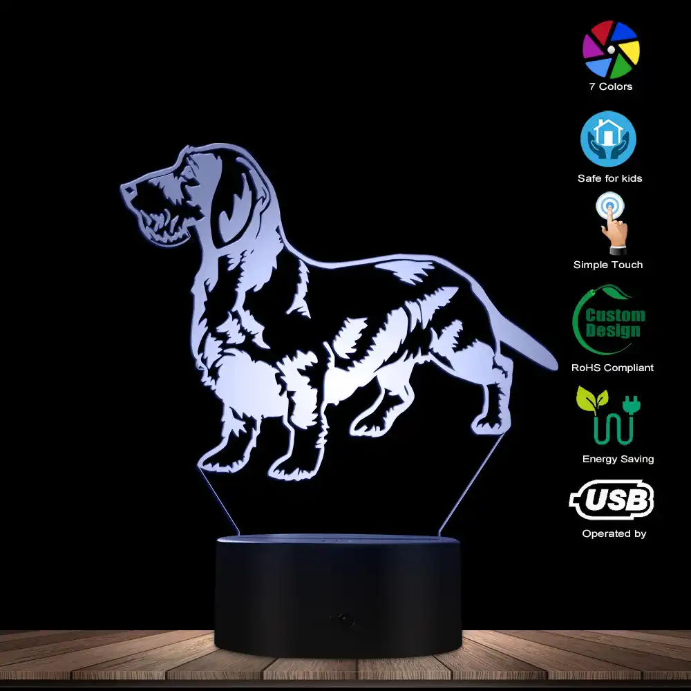 かわいいダックスフント犬 3d 錯視ライトソーセージ犬ウィーナー犬ペット子犬ホーム装飾 Led ナイトライトクリエイティブテーブルランプ ランプテーブルランプ ランプランプランプled Aliexpress