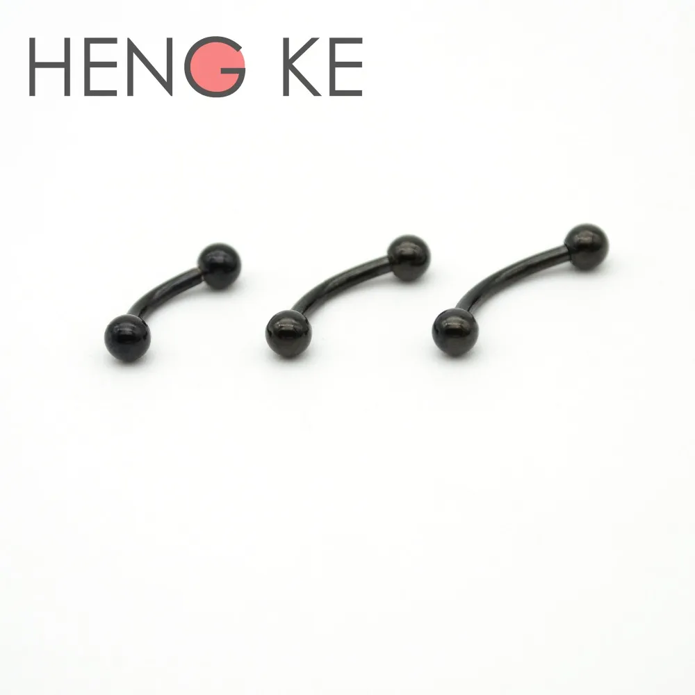 

Titanium Anodized Eyebrow Ring Lip Hoop Tragus Eyebrow Labret Ring STEEL CURVE BAR PIERCING JEWELRY 2.5mm Ball Black