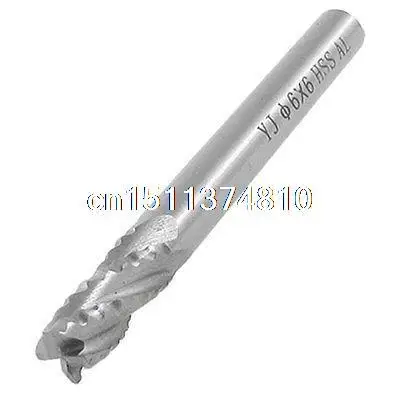 

6mm x 6mm HSS AL 4 Flutes Roughing Rougher End Mill Milling Cutter Tool