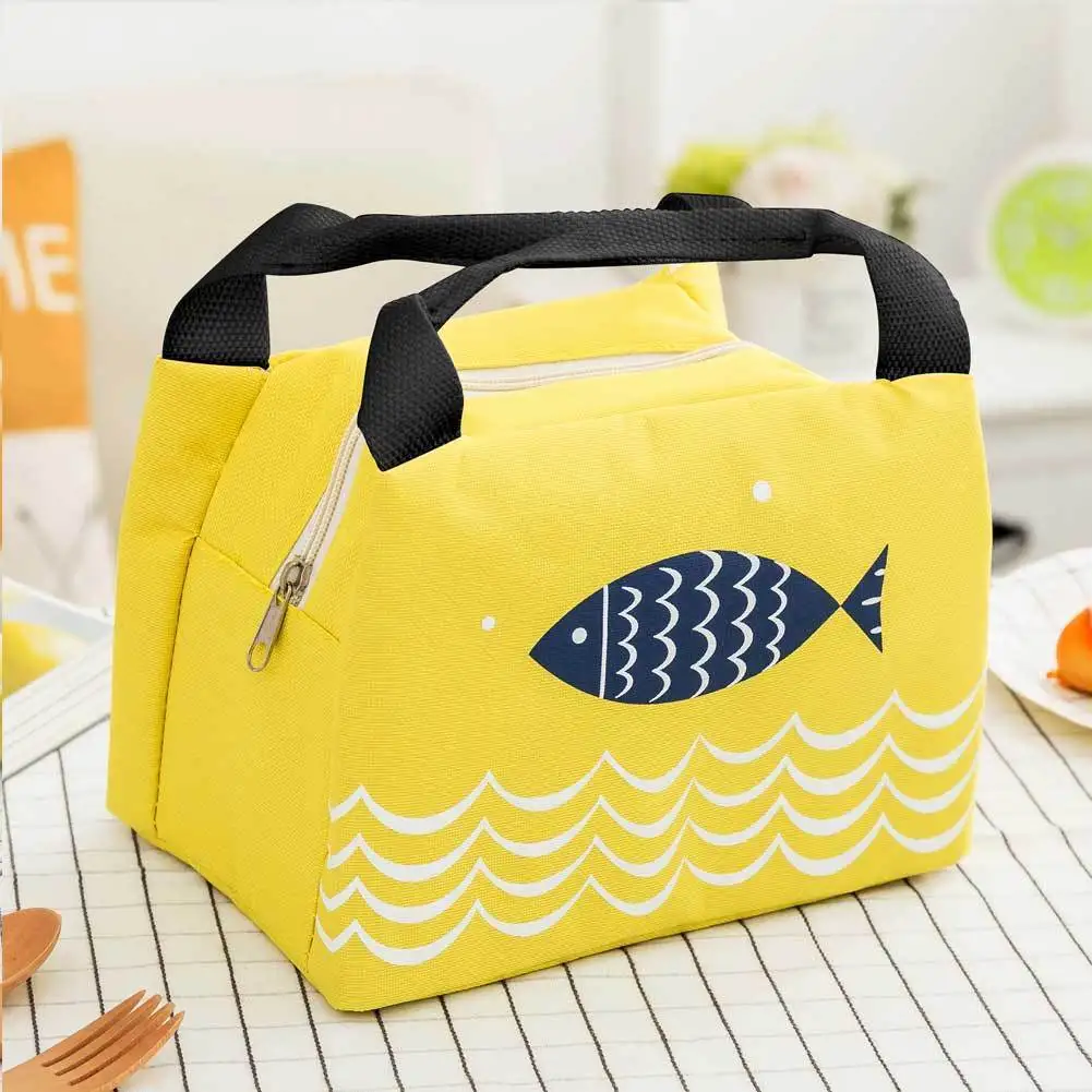carton fish yellow Портативный изолированный термохолодильник Bento Ланч-бокс сумка для пикника Сумка для хранения сумки для ланча - Цвет: carton fish yellow