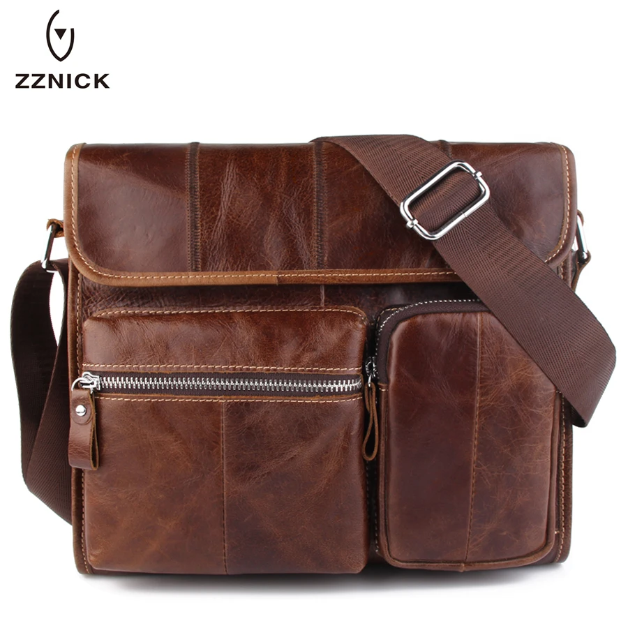 ZZNICK Genuine Leather bag Men Bags Messenger casual Men's travel bag ...