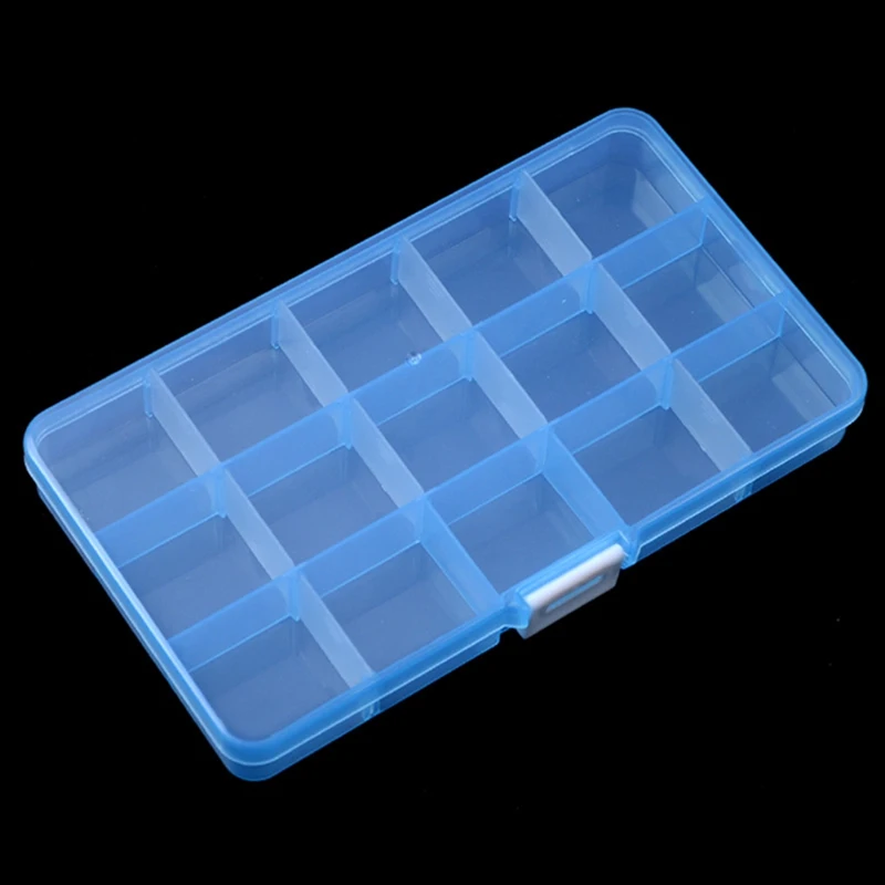 15 Slots Plastic Fishing Lure Hook Tackle Box Adjustable Portable Storage Case Tackle Multifunctional Organizer Fishing Boxes