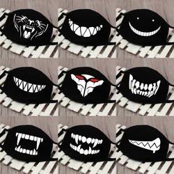 Cartoon Black Face Mask Funny Teeth Pattern Unisex Cute Anti-virus Dust Winter Mouth Mask Ear Loop Adult Black Mouth Mask
