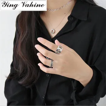 

ying Vahine New Luxury Brand 925 Silver Jewelry Flat Chain Open Rings for Women bague femme argent 925 Gifts