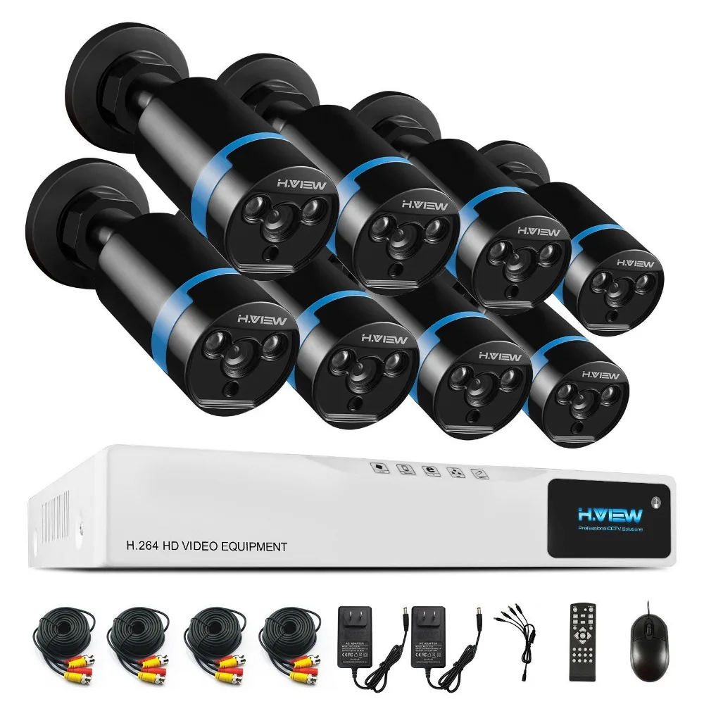 H View 1080P Video Surveillance System 8CH CCTV Security Kit 8PCS 1080P Security Camera Super Night