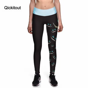 Qickitout Leggings 2016 Sexy New Leggings Green-eyed smiley Face 3D Print Women High waist Pants Trousers Ropa Mujer