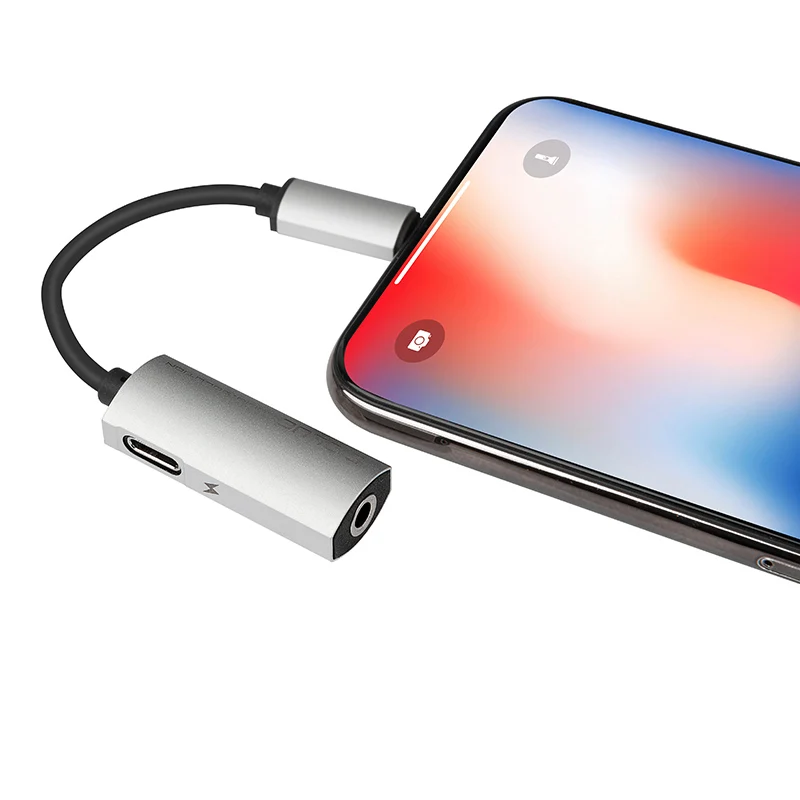 Goede 2 in 1 Bliksem naar 3.5mm Audio Jack Adapter Lightning Opladen amp; Oortelefoon Poort Aux Splitter Converter voor iphone X 7 8 Plus