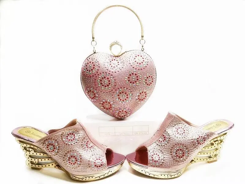 

Lovely pink design shoes matching clutches bag 2017 italian shoes and bag matching set for matching african lace dressSB8084