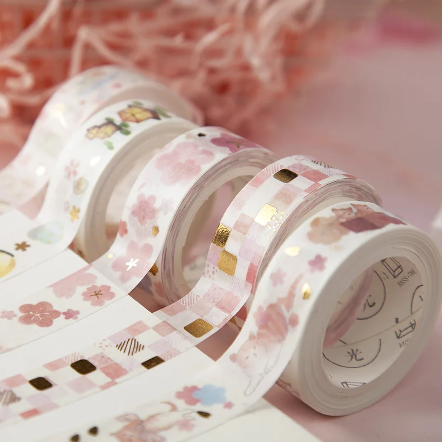 

Cute Cherry Series Bronzing Washi Paper Tape Creative Photo Album Diary DIY Hand-painted Decorative Stickers