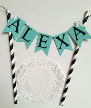 

Custom name light blue birthday Cake Toppers tools Baby shower Babyshower Newborn Girl party decorations