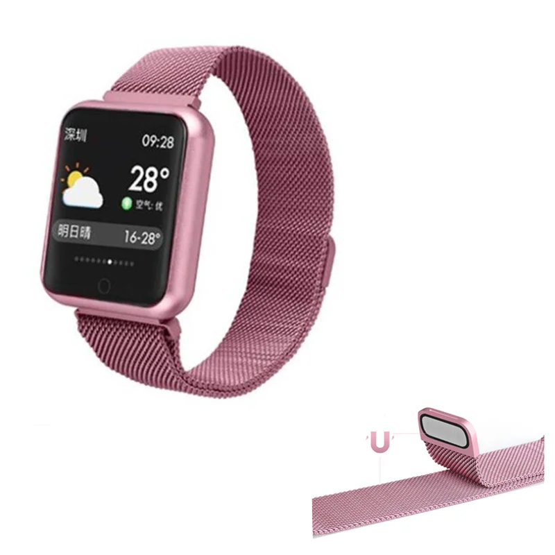 

Fitness band P68 smart bracelet IP68 smart band with heart rate monitor sleep monitor steel strap watches Women Men Clock VS P70