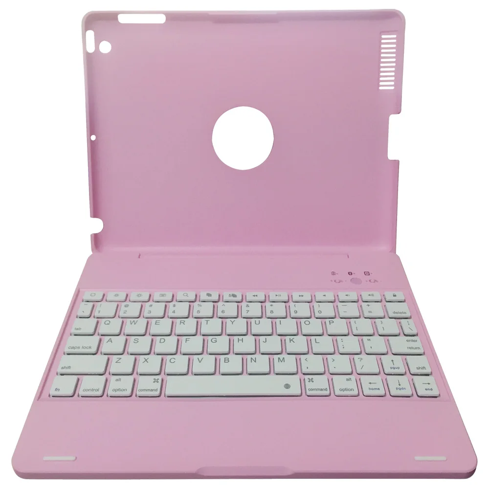 Для iPad2/3/4 роскошный Беспроводной Bluetooth 3,0 клавиатура Резервное копирование встроенный Батарея чехол откидная крышка с подставкой для iPad 2/3/4+ подарок - Цвет: Pink