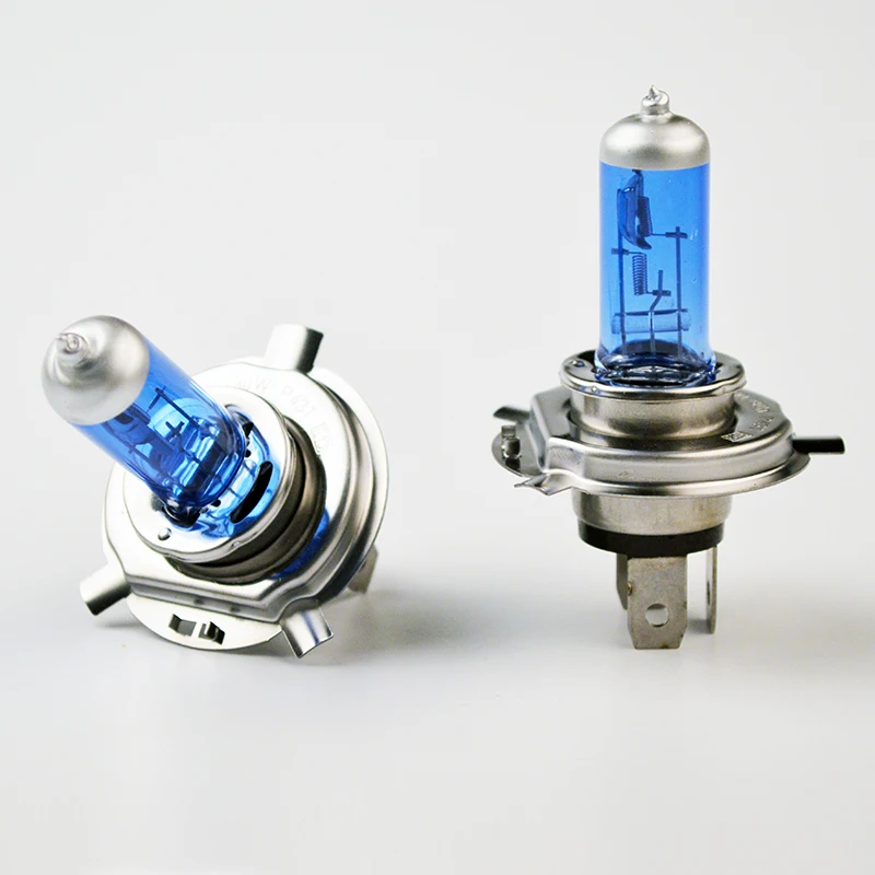 Halogen Bulb car headlamps halogen lamps H4 12V 100/90W 5000K Xenon Dark Blue Glass Car HeadLight 2 PCS(1 Pair) Super White