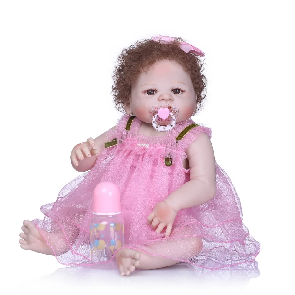 

NPKCOLLECTION 22" Full Silicone Reborn Baby Dolls Alive Real Looking Dolls Realistic Bebe Newborn Babies Bath Playmate Toy