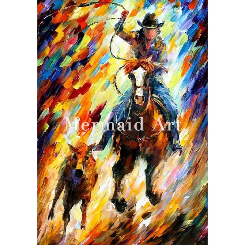 

Hand Painted Oil Painting On Canvas For Rodeo The Chase Abstract Palette Knife Painting Living Room Wall Decor Artwork Fine Art