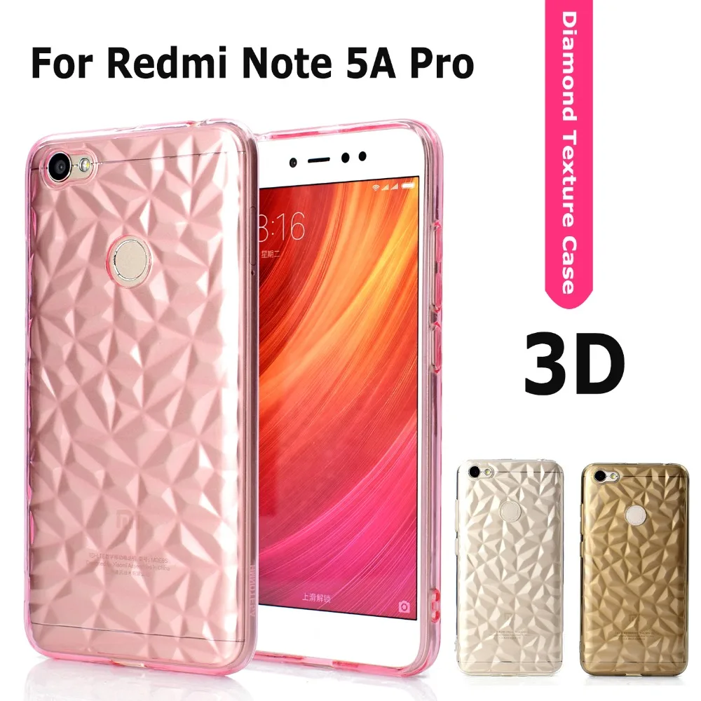 

Phone Case for Xiaomi Redmi Note 5A Pro Diamond Grain Crystal texture Luxury Transparent Cover Redmi Note 5A Prime Case Coque