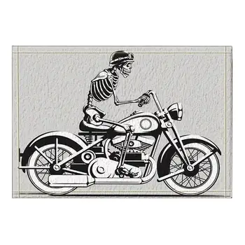 

Creative Skull Riding Motorcycle Bath Rugs Non-Slip Doormat Floor Entryways Fashion Style Ins Mat Kids Bath Mat