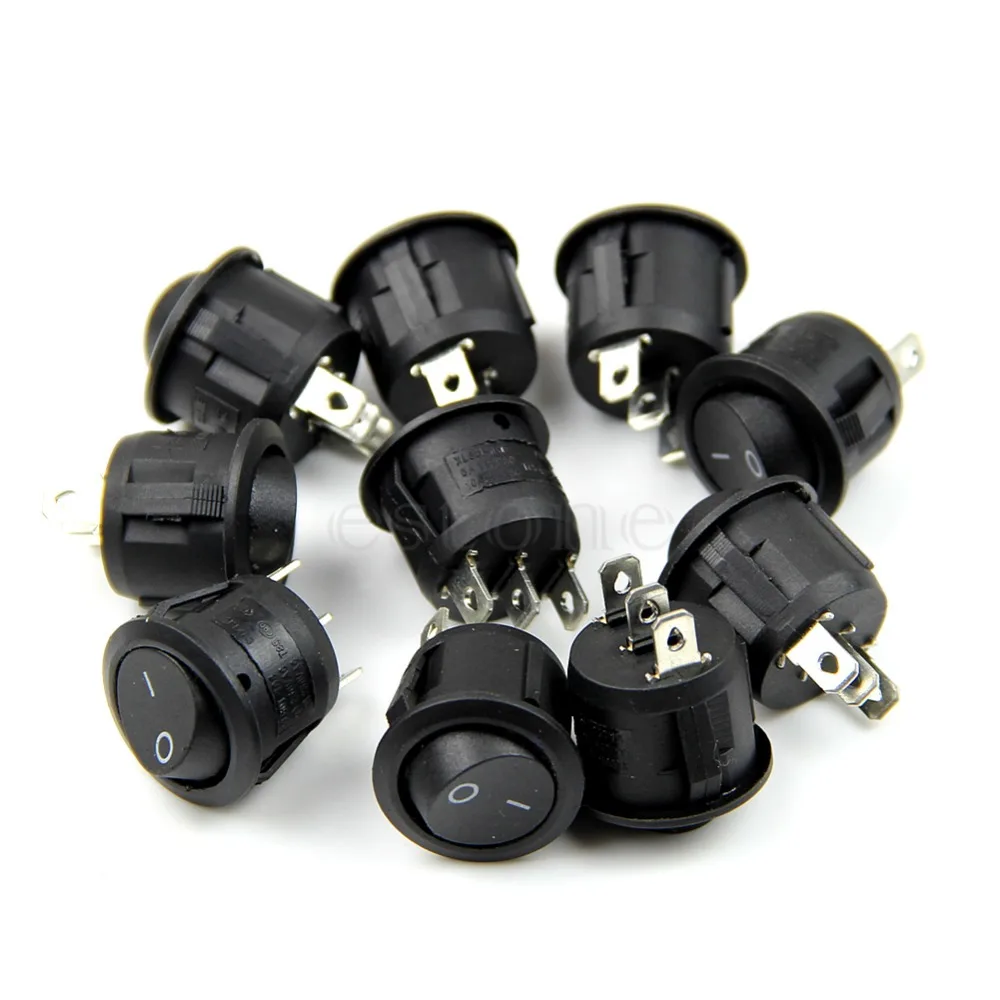 

OOTDTY 5PCS/1 Set Black Mini Round 3 Pin SPDT ON-OFF Rocker Switch Snap-in 10000 Cycles Electrical Life