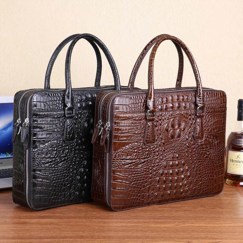Kaisiludi, кожаная сумка, сумка для деловых мужчин, портфель, Крокодиловая татуировка, сумка для компьютера, модная, на одно плечо, косая сумка