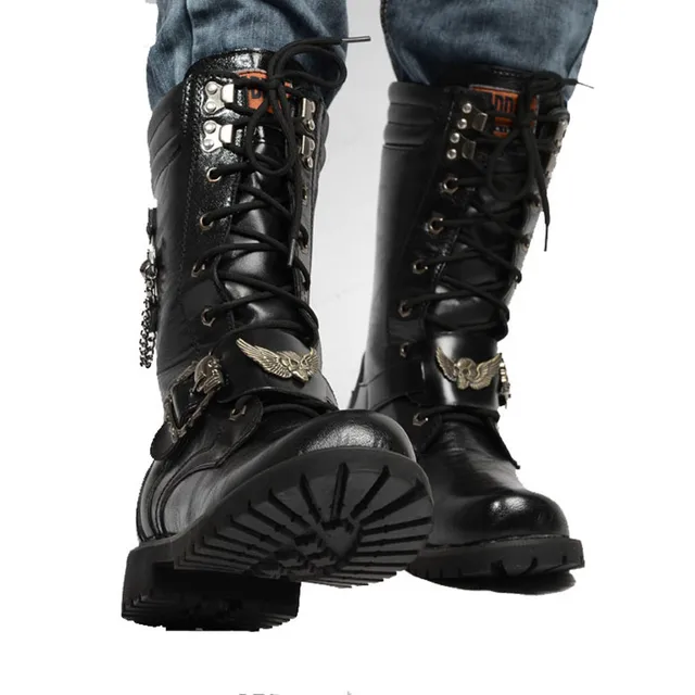 New Men's Boots Mid calf Men Motorcycle Boots Motocross Boots Men