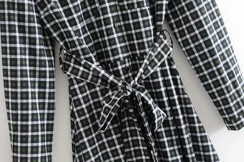 VOGUEIN новые женские Винтаж пледы печати галстук пояса с длинным рукавом рубашка