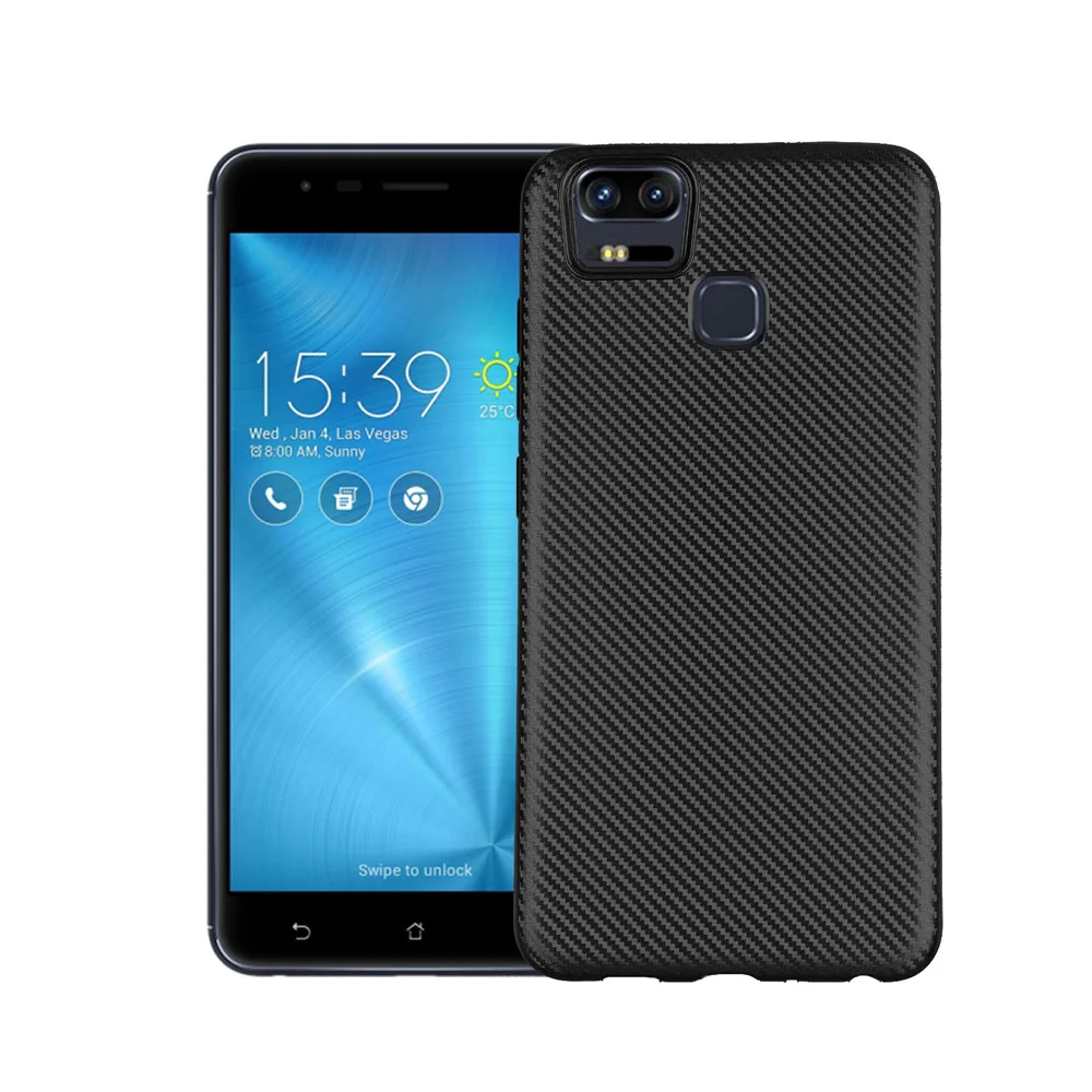 Чехол для Asus Zenfone 3 zoom ZE553KL мягкий силиконовый чехол из углеродного волокна с