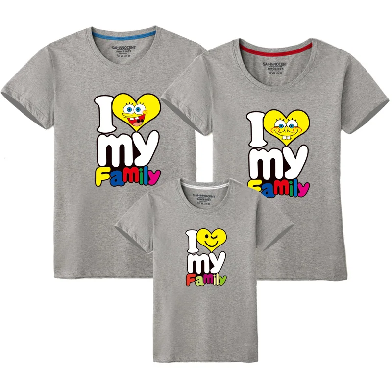 1 шт. одинаковые летние футболки с надписью I love My Family для папы мамы сына и дочки