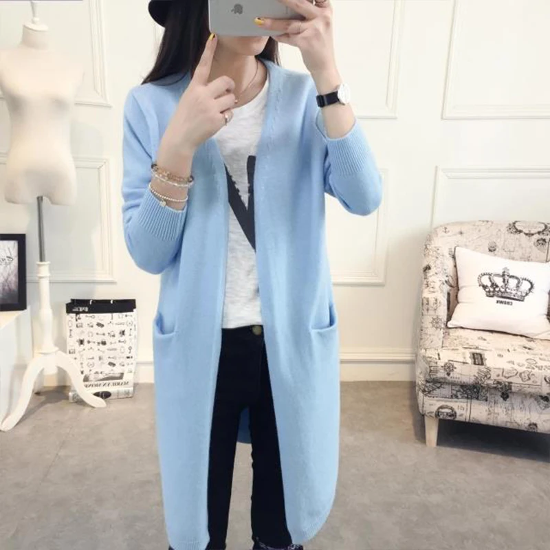 

FMFSSOM Autumn Winter Solid Woolen Cardigans Women Sweater Casual Warm Open Stitch Long Sleeve Female Cardigans Sweater