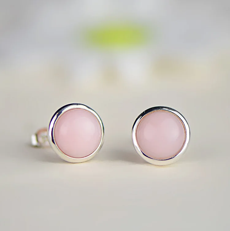 S925 silver jewelry wholesale Pink Opal opal romantic elegant female small earrings earrings natural explosion models