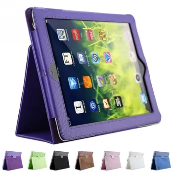 For Apple ipad 2 3 4 Case Auto Sleep /Wake Up Flip Litchi PU Leather Cover For New ipad 3 ipad 4 Smart Stand Holder Case