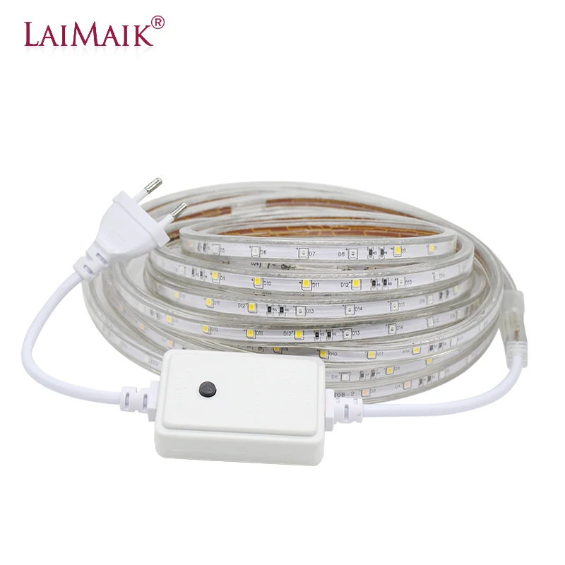 LAIMAIK SMD2835 Led Light Strip Waterproof 220V 48LEDs/m Flexible LED Strip  Outdoor RGB Led RGBW LED Tape Ip67 Lamp with EU Plug