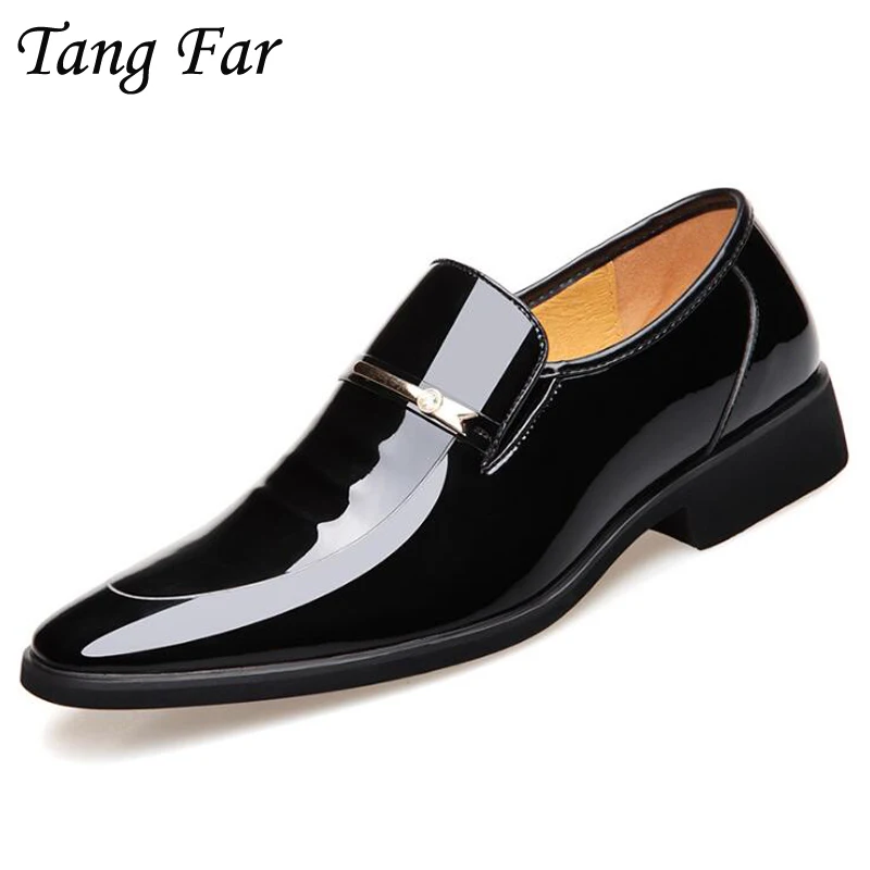 Homens Luxo Moda brown Formal Casuais Sapatos Dos Se Couro Do Patente Homem Dedo Da Casamento Oxfords Black Marca Pontas De Vestem Pé nUIEgxgq