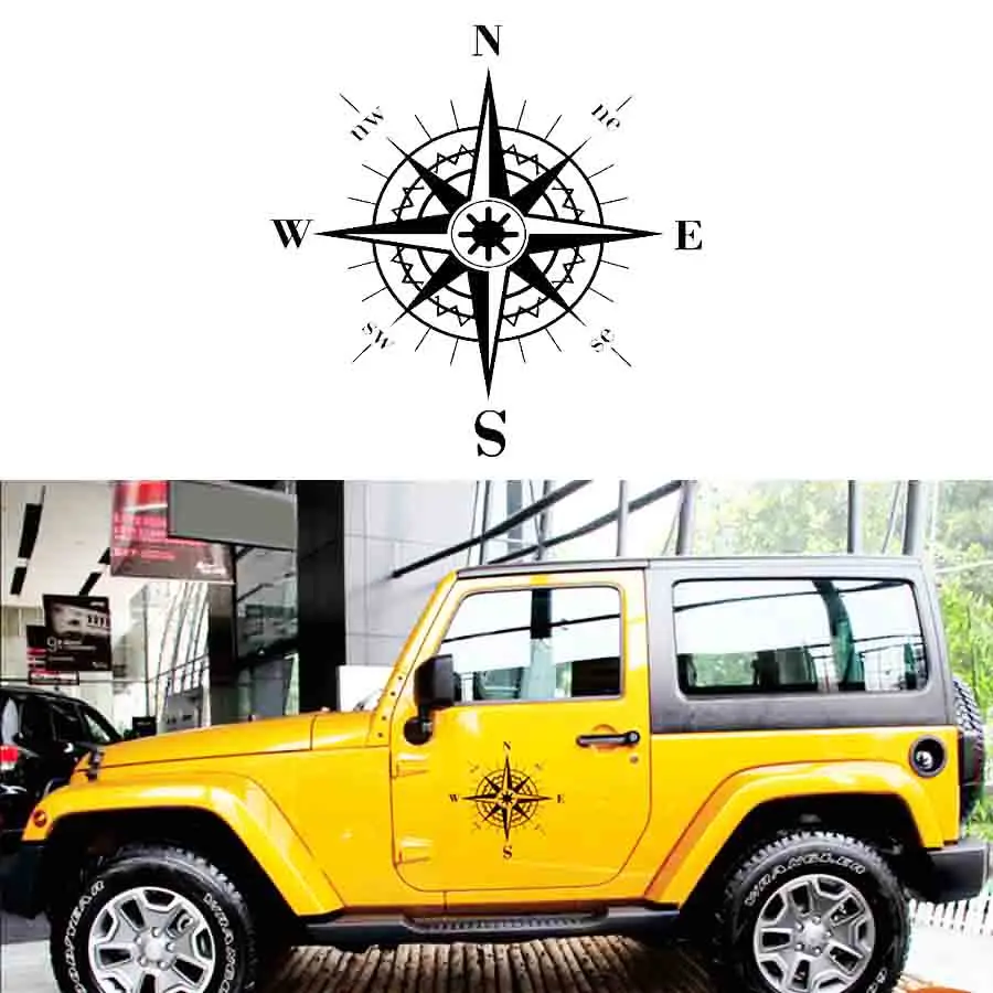 

50CM x 50CM NSWE Kompas Wind Rose Bardian Vinyl Decal Auto Stickers Zwart
