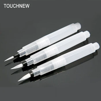 

TOUCHNEW 3Pcs/Set water color Round Soft BRush Pen Set Size Middle ART long Water Brush pen flat nib Watercolor Art marker