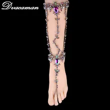 Dvacaman Hot Sexy Leg Chain Ankle Bracelets Sandals Beach Foot Jewelry Summer Luxury Wedding Crystal Anklets 1pcs 6103