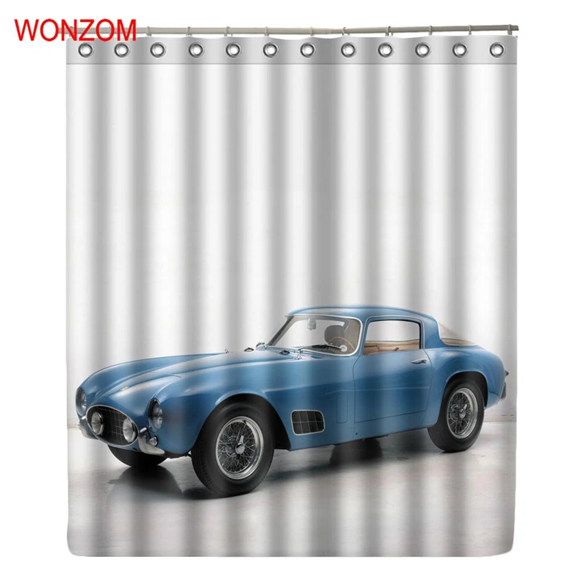 

WONZOM Car Polyester Fabric Curtains with 12 Hooks For Bathroom Decor Modern Bath Waterproof Curtain New Bathroom Accessories