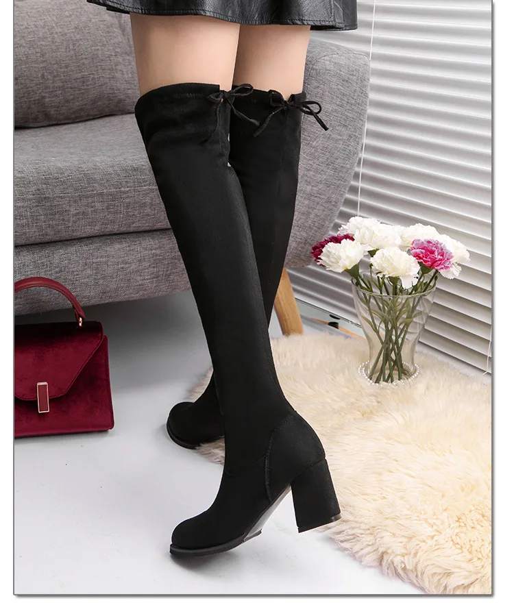 Women Casual Over the Knee boots shoes Winter women Female Round Toe Platform high heels pumps Warm Boots lady Thigh High Boots
