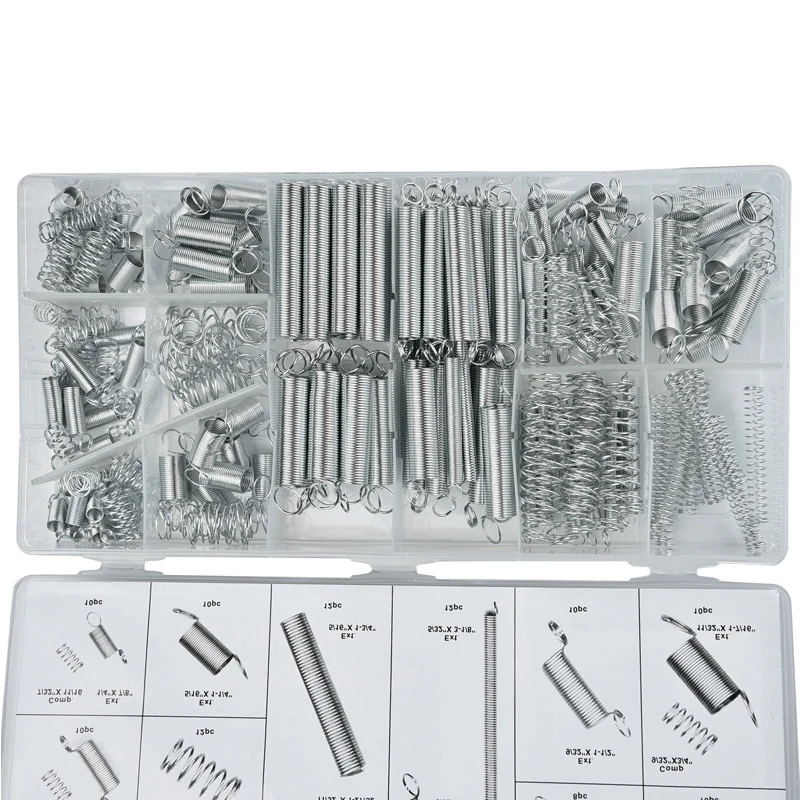 200Pcsbox Steel Spring Electrical Hardware Drum Extension Tension Springs Pressure Suit Metal Assortment Hardware Kit Assorted 3