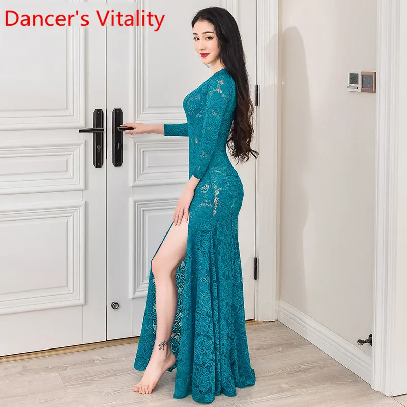 

Women Oriental Indian Belly Dance Practice Clothes New Sexy Flared Sleeves Top Modal Long Skirt Set Performance Costume