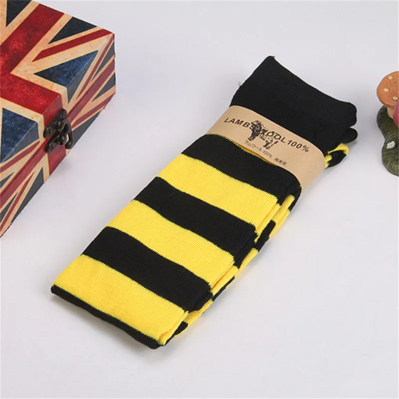 1 Pair Wide Striped Long Women's Striped Stockings White Red Student Stocking Medias Sexy Over The Knee Socks