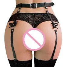 Готический женский кожаный пояс с подвязками, бант, ручная работа, Панк Костюм, наряд, Круглый пояс вокруг талии, с 4 аксессуарами для подтяжки одежды